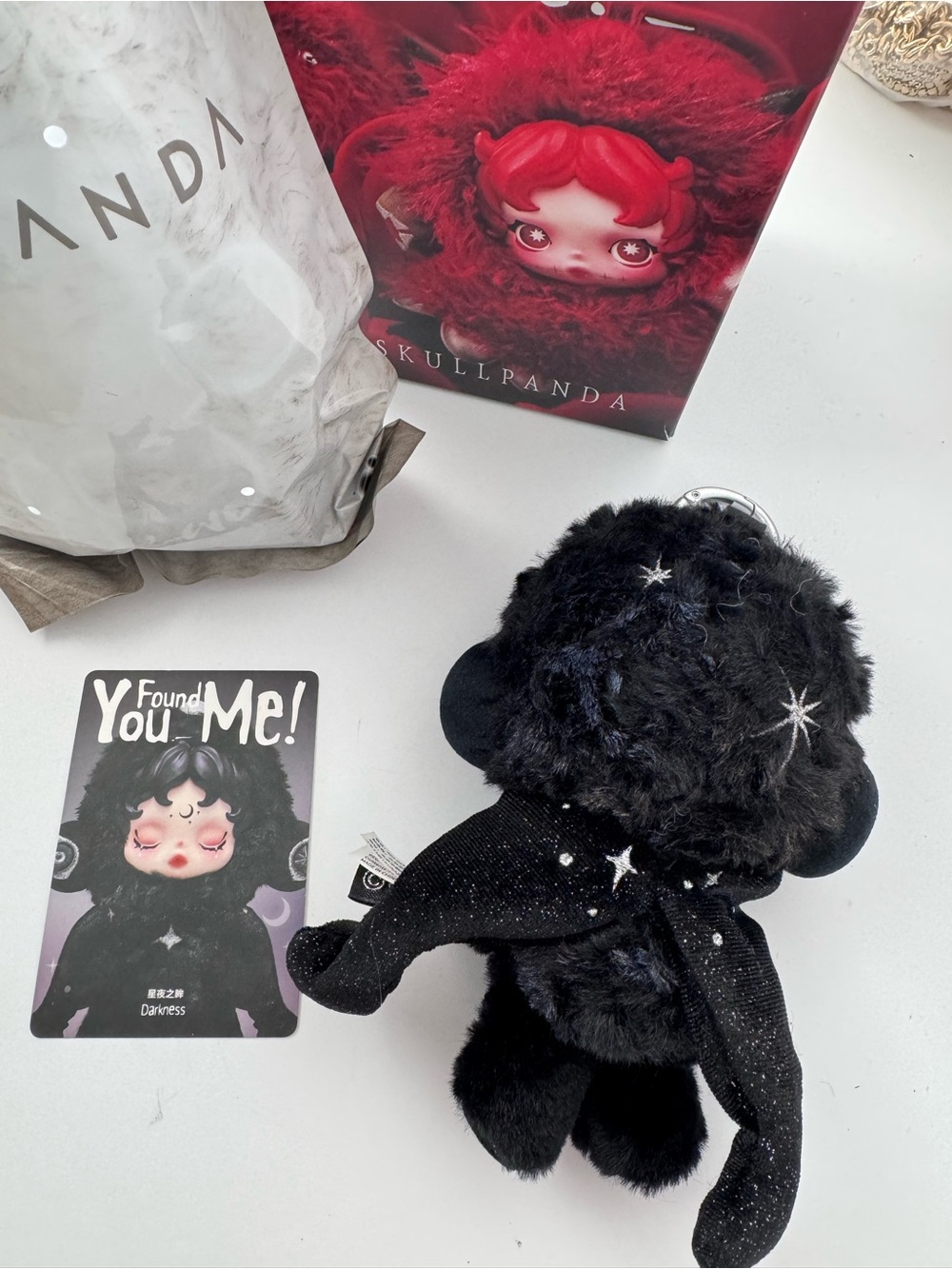 POP MART Skullpanda Darkness Black Moon Plush Doll Bag Charm Keychain Accessory - Picture 4 of 9